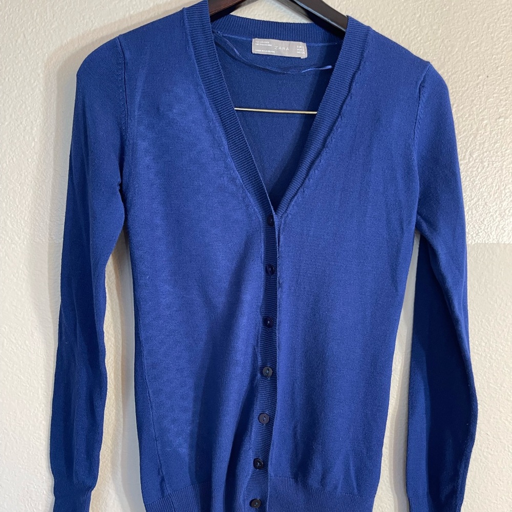 Zara women’s  Blue Cardigan Sweater small